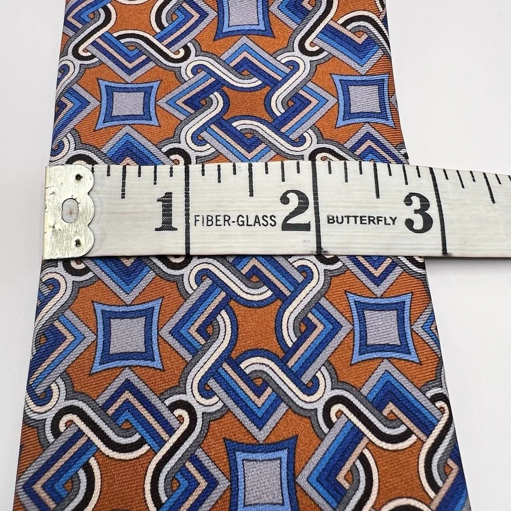 Daniel‎ Cremieux Signature Mantero Silk Tie Geometric Orange Multi Made In Italy